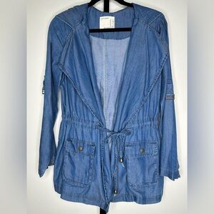 Life in Progress Anthropology Chambray Jacket - Blue